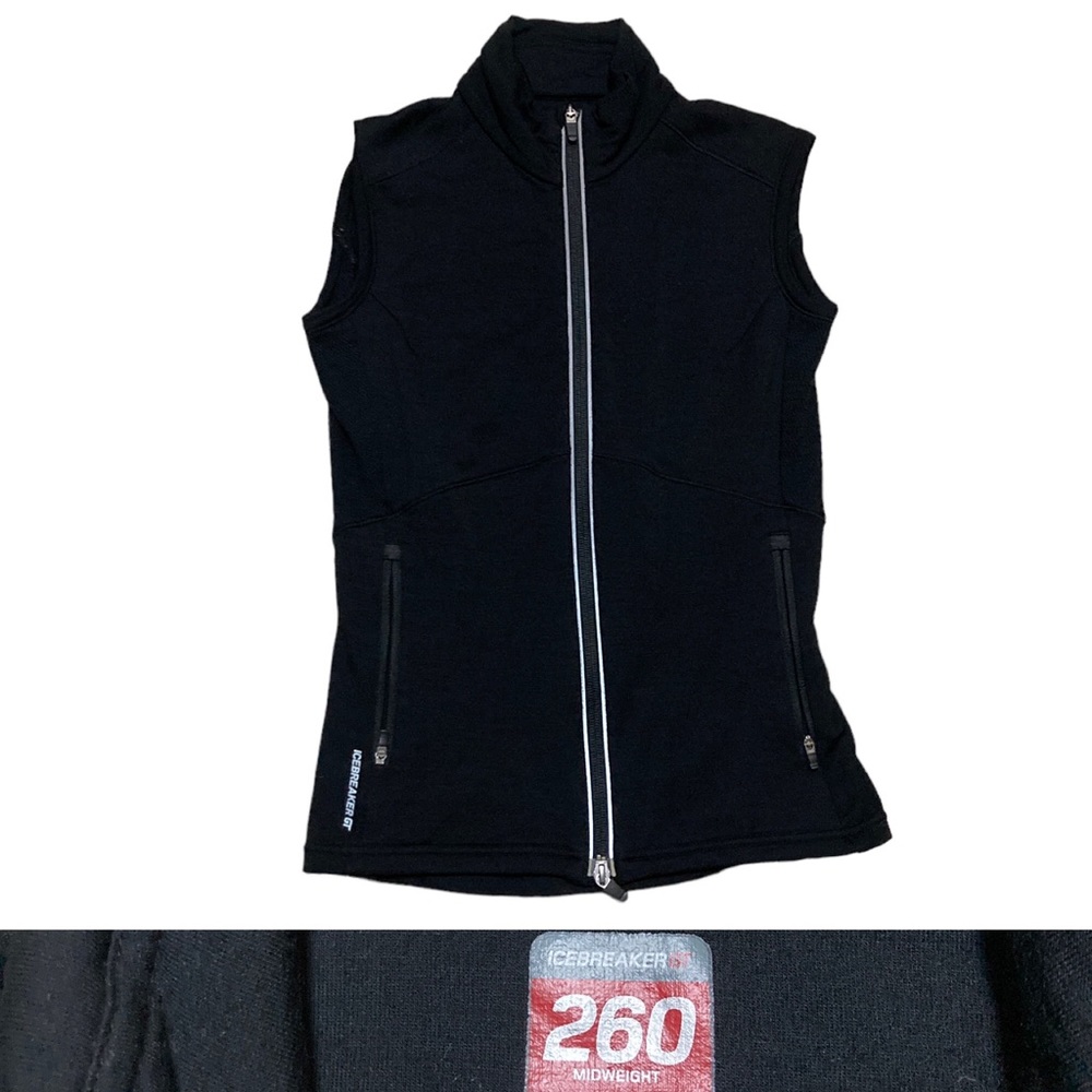 Icebreaker Merino GT 260 Midweight Full Zip Vest Women’s Size X-Small in Black